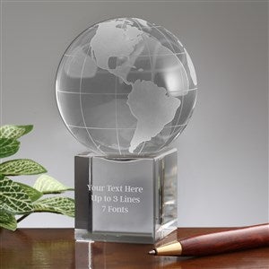 Engraved Message Glass World Globe - 40991