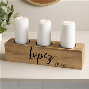 Rustic Name Personalized 3 pc. Wood Pillar Candle Holder - 41036