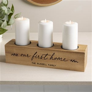 Our First Home Personalized 3 pc. Wood Pillar Candle Holder - 41055