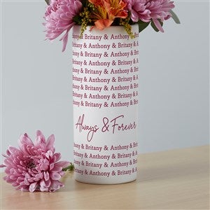 Couples Repeating Names Personalized White Flower Vase - 41082