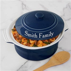 Classic Personalized Ceramic Round Casserole With Lid-Navy - 41163-N