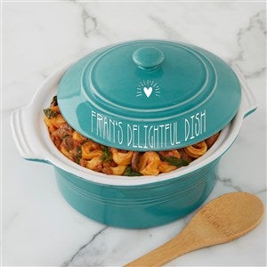 Made With Love Personalized Round Casserole With Lid-Turquoise - 41166-T