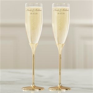 Classic Personalized Gold Wedding Flute Set - 41181