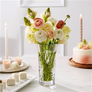 Engraved Vera Wang Crystal Leaf Vase