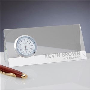 Bold Style Office Engraved Crystal Desk Clock Name Plate - 41522