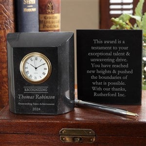 Performing with Excellence Personalized Marble Desk Clock - 41562