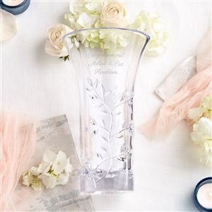 花瓶・フラワースタンド VERA WANG  PEPLUM VASE Vera Wang Crystal Leaf Vase Engraved Just for Her