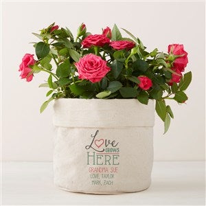 Love Grows Here Personalized Canvas Flower Planter- 5x6 - 41698-S