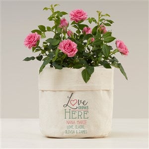 Love Grows Here Personalized Canvas Flower Planter- 7x7 - 41698