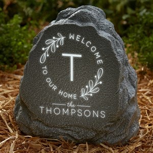 Welcome Wreath Personalized LED Outdoor Garden Stone - 41798