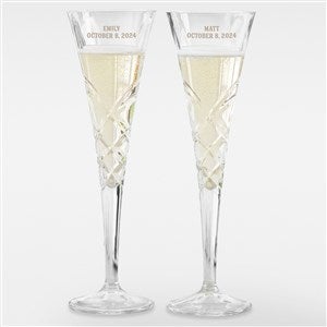 Etched Wedding Message Reed & Barton Crystal Champagne Flute Set - 41994