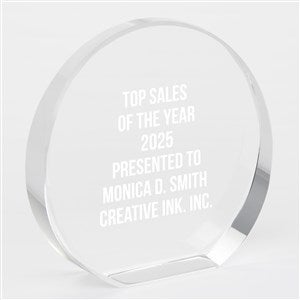 Engraved Recognition 4quot; Round Crystal Award - 42278