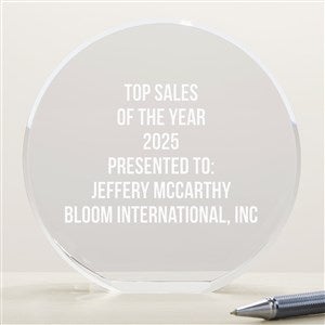 Engraved Recognition 6quot; Round Crystal Award - 42278-L
