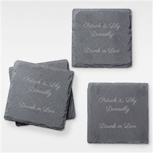 Engraved Wedding Message Slate Coaster Set - 42322