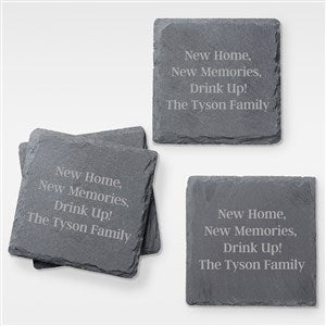 Engraved Housewarming Message Slate Coaster Set - 42330