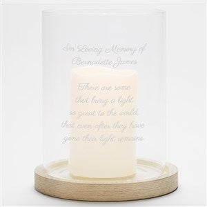 Engraved Memorial Hurricane Candle Holder with Wood Base - 42354