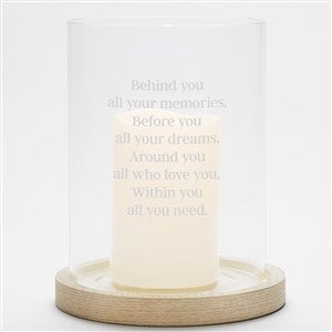 Engraved Hurricane Candle Holder with Wood Base - 42357