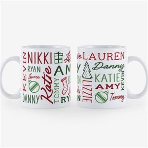 Holiday Repeating Name Personalized Coffee Mug 18 oz - White