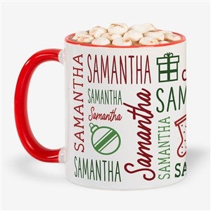 Holiday Repeating Name Personalized Coffee Mug 11 oz.- Red - 42470-R