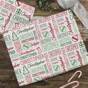 Holiday Repeating Name Personalized Wrapping Paper Roll - 6ft Roll - 42476