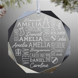 Holiday Repeating Name Personalized Premium Octagon Engraved Ornament - 42487