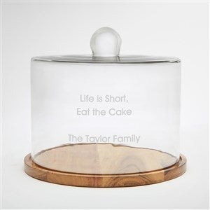 Engraved Cake Dome with Acacia Wood Base - 42663