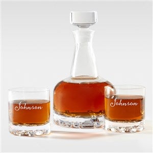 Engraved Wedding 3pc Orrefors Whiskey Decanter Set - 42726