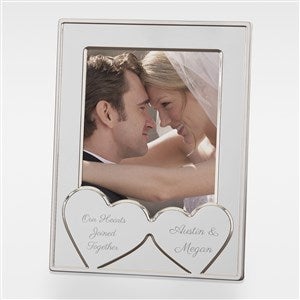 Engraved Wedding Message Double Hearts Silver Picture Frame - 42888