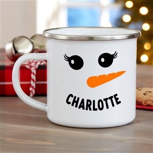 12 oz. Camp Mug - 42986-S Smiling Snowman Personalized Enamel Mug - Small - 42986-S