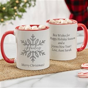 Silver and Gold Snowflakes Personalized Coffee Mug 11 oz.- Red - 43094-R