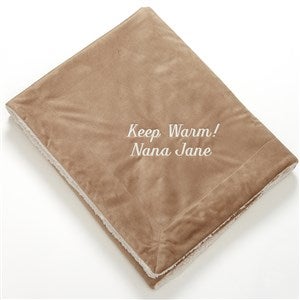 Embroidered Sherpa Blanket For Her - Tan 60x72 - 43163-LT