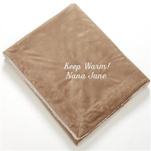 Embroidered Sherpa Blanket For Her - Tan 50x60 - 43163-ST