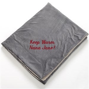 Embroidered Message Sherpa Blanket For Him - Grey 50x60 - 43164-SG
