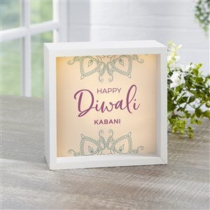 Diwali Personalized Ivory LED Light Shadow Box- 6
