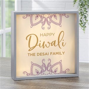 Diwali Personalized Grey LED Light Shadow Box- 10