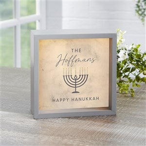 Love and Light Personalized Hanukkah Grey LED Light Shadow Box- 6