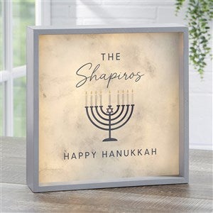 Love and Light Personalized Hanukkah Grey LED Light Shadow Box- 10