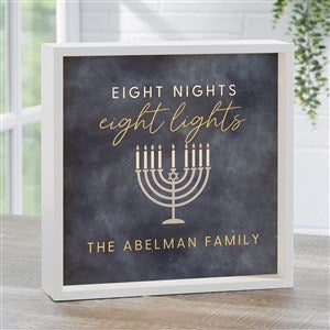 Love and Light Personalized Hanukkah Ivory LED Light Shadow Box- 10