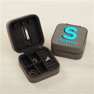 Shadow Name Personalized Leatherette Jewelry Case -Grey - 43189-G