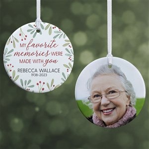 Floral Memorial Photo Personalized Ornament- 2.85
