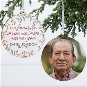 Floral Memorial Photo Personalized Ornament- 3.75