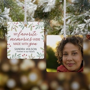 Floral Memorial Photo Personalized Ornament- 2.75