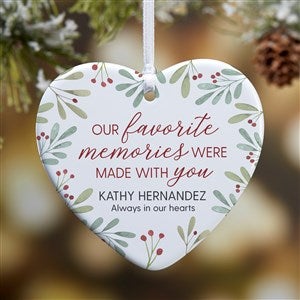 Floral Memorial Photo Personalized Heart Ornament- 3.25