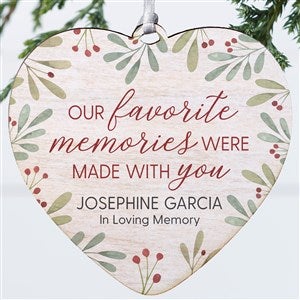 Floral Memorial Photo Personalized  Heart Ornament- 4