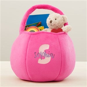 Playful Name Embroidered Plush Treat Bag-Pink - 43284-P