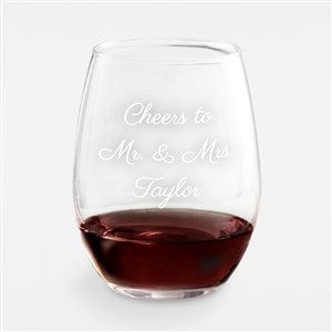 Wedding Personalized Message Stemless Wine Glass - 43288-S