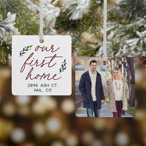 Our First Home Personalized Square Photo Ornament- 2.75