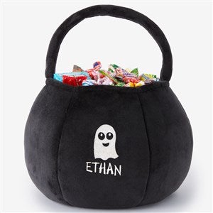 Halloween Characters Embroidered Plush Halloween Treat Bag-Black - 43324-B