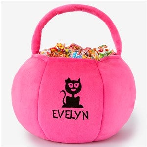 Halloween Characters Embroidered Plush Halloween Treat Bag-Pink - 43324-P