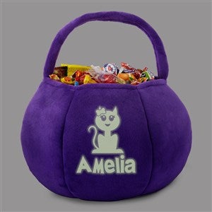 Glow-In-The-Dark Halloween Characters Personalized Plush Treat Bag-Purple - 43334-PU